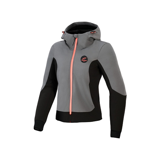 bunda STELLA RADIUM TECH HOODIE, ALPINESTARS, dámská (tmavě šedá/černá/růžová) 2026 bunda STELLA RADIUM TECH HOODIE, ALPINESTARS, dámská (tmavě šedá/černá/růžová) 2026