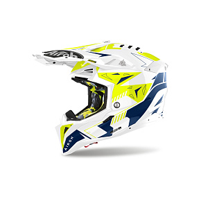 přilba AVIATOR 3 Spin, AIROH (žlutá/modrá) 2025 přilba AVIATOR 3 Spin, AIROH (žlutá/modrá) 2025