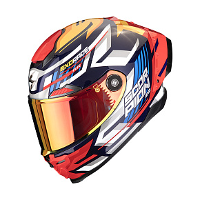 Moto přilba SCORPION EXO-RACE CARBON AIR KOBRA FIM2 modro/žluto/červená Moto přilba SCORPION EXO-RACE CARBON AIR KOBRA FIM2 modro/žluto/červená