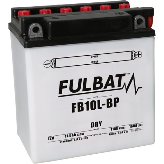 baterie 12V, YB10L-BP, 11Ah, 165A, konvenční 135x90x145, FULBAT(vč. balení elektrolytu)