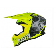 Moto přilba JUST1 J39 KINETIC matná camo červeno/limetkovo/fluo žlutá