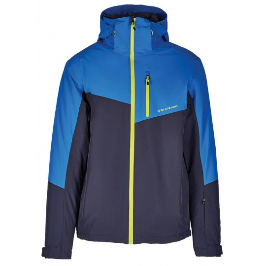 lyžařská bunda BLIZZARD Mens Ski Jacket Cervinia, grey/bright blue/neon green zipper