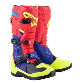 boty TECH 3, ALPINESTARS (červená/modrá/žlutá fluo/černá) 2027