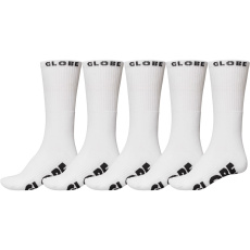Pánské ponožky Globe Whiteout Sock 5 Pack White Pánské ponožky Globe Whiteout Sock 5 Pack White