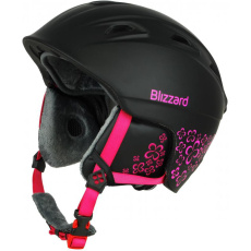 BLIZZARD W2W Demon ski helmet, black matt/magenta flowers, 2023