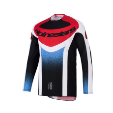 dres TECHSTAR KNIF, ALPINESTARS (černá/bílá/modrá/červená) 2026 dres TECHSTAR KNIF, ALPINESTARS (černá/bílá/modrá/červená) 2026