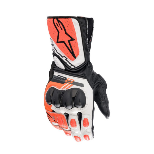 rukavice SP-8, ALPINESTARS (bílé/červené fluo/černé) 2024