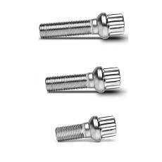 TPi Round Series kolový šroub, kulová dosedací plocha R13, kytičkový tvar hlavy (17 mm), závit 14x1,5, saténová stříbrná