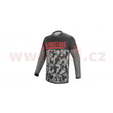 dres VENTURE R, ALPINESTARS (šedá camo/červená fluo/černá)