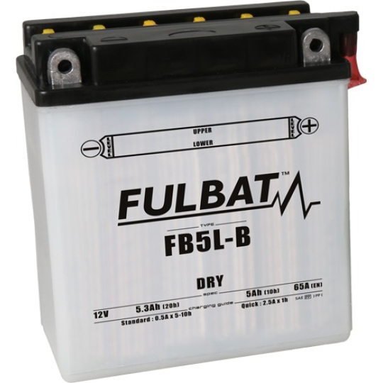 baterie 12V, YB5L-B (12N5-3B), 5Ah, 65A, konvenční 120x60x130 FULBAT(vč. balení elektrolytu)