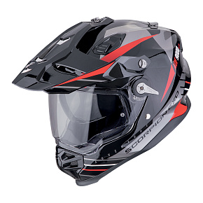 Moto přilba SCORPION ADF-9000 AIR FEAT černo/stříbrno/červená