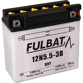 baterie 12V, 12N5.5-3B, 5,5Ah, 55A, konvenční 135x60x130, FULBAT (vč. balení elektrolytu)