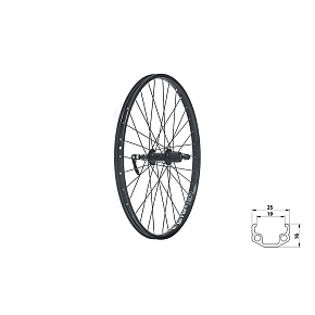 KELLYS Zapletené kolo zadní KLS WASPER CASSETTE V-brake R, 24", black