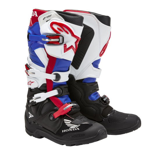 boty TECH 7 ENDURO DRYSTAR HONDA kolekce, ALPINESTARS (černá/bílá/modrá/červená) 2024