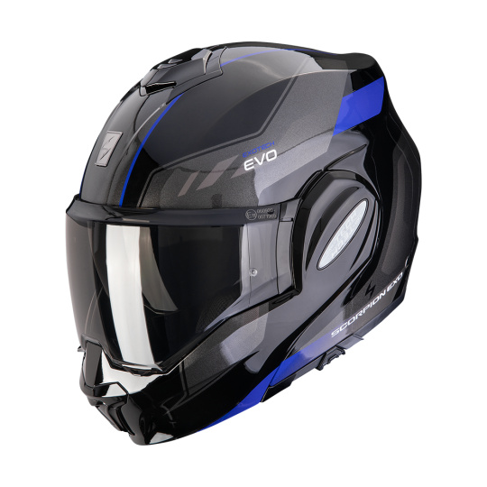 Moto přilba SCORPION EXO-TECH EVO SOCIUS černo/modrá Moto přilba SCORPION EXO-TECH EVO SOCIUS černo/modrá