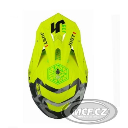 Kšilt JUST1 J39 KINETIC matný camo červeno/limetkovo/fluo žlutý