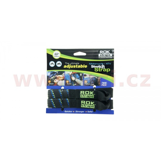 zavazadlové popruhy ROK straps MD nastavitelné, OXFORD (černá/modrá/zelená, šířka 16 mm, pár)