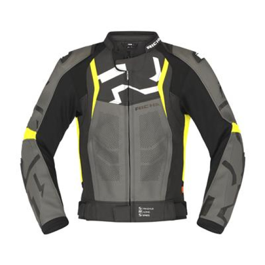 Moto bunda RICHA STRADALE fluo žluto/šedá kožená