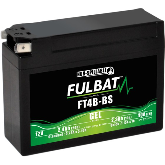 baterie 12V, YT4B-BS GEL, 12V, 2.3Ah, 40A, bezúdržbová GEL technologie 113x38x85 FULBAT (aktivovaná ve výrobě)
