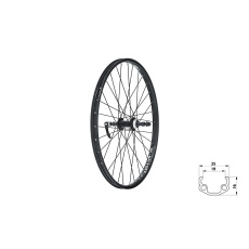 KELLYS Zapletené kolo zadní KLS WASPER FREEWHEEL V-brake R, 24", black KELLYS Zapletené kolo zadní KLS WASPER FREEWHEEL V-brake R, 24", black
