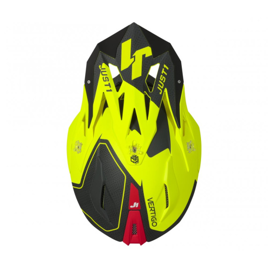 Kšilt JUST1 J18 VERTIGO matný červeno/šedo/fluo žlutý