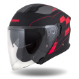 přilba Jet Tech RoxoR, CASSIDA (černá matná/červená fluo/šedá)