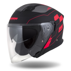 přilba Jet Tech RoxoR, CASSIDA (černá matná/červená fluo/šedá) přilba Jet Tech RoxoR, CASSIDA (černá matná/červená fluo/šedá)