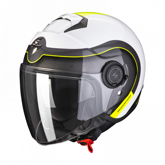 Moto přilba SCORPION EXO-CITY ROLL perleťová bílo/fluo žlutá