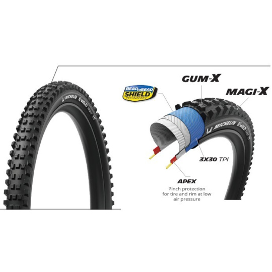 MICHELIN PLÁŠŤ E-WILD FRONT 27.5x2.60 PERFORMANCE LINE KEVLAR GUM-X/MAGI-X TS TLR (51482)