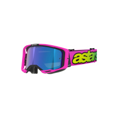 brýle VISION 8 VISTA, ALPINESTARS (růžová fluo/žlutá fluo/zelená, zrcadlové modré plexi) 2026