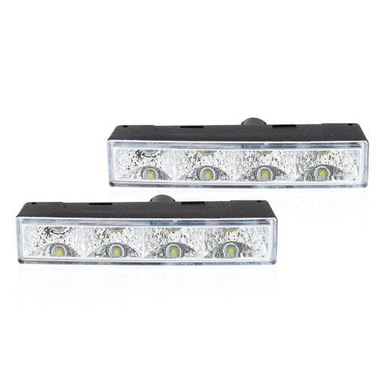 přídavná světla LED pro denní svícení 12/24 V, 4x SMD v každém světle, 125×24×47 mm sada včetně kabeláže