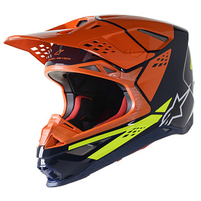 přilba SUPERTECH S-M8 FACTORY, ALPINESTARS (tmavá modrá/oranžová/žlutá fluo lesklá) přilba SUPERTECH S-M8 FACTORY, ALPINESTARS (tmavá modrá/oranžová/žlutá fluo lesklá)
