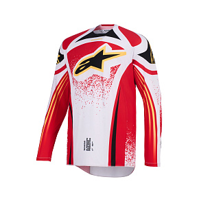 dres TECHSTAR NOMUR, ALPINESTARS (světle šedá/červená/černá/žlutá) 2026 dres TECHSTAR NOMUR, ALPINESTARS (světle šedá/červená/černá/žlutá) 2026