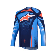 dres TECHSTAR NOMUR, ALPINESTARS (tmavě modrá/oranžová/modrá) 2026 dres TECHSTAR NOMUR, ALPINESTARS (tmavě modrá/oranžová/modrá) 2026