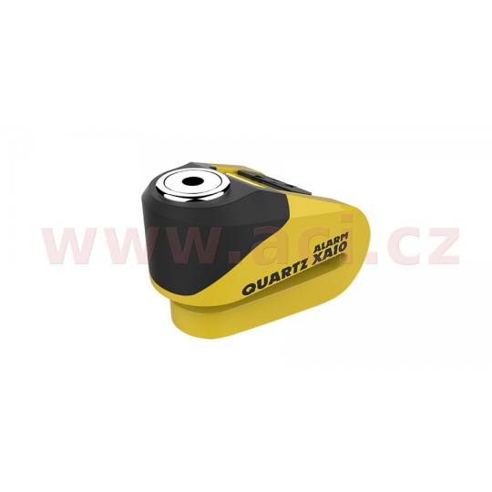 zámek kotoučové brzdy Quartz Alarm XA10, OXFORD (integrovaný alarm, žlutý/černý, průměr čepu 10 mm)