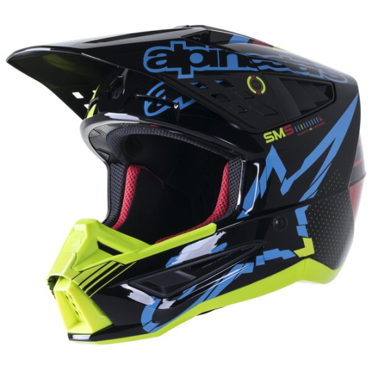 přilba S-M5 ACTION, ALPINESTARS (žlutá fluo/černá/modrá/tmavě červená)