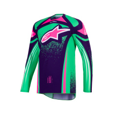 dres TECHSTAR NOMUR, ALPINESTARS (tmavě fialová/zelená/růžová fluo) 2026 dres TECHSTAR NOMUR, ALPINESTARS (tmavě fialová/zelená/růžová fluo) 2026