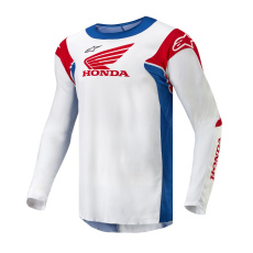 dres RACER ICONIC HONDA kolekce, ALPINESTARS (bílá/modrá/červená/černá) 2025 dres RACER ICONIC HONDA kolekce, ALPINESTARS (bílá/modrá/červená/černá) 2025