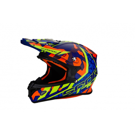 Moto přilba SCORPION VX-21 AIR FURIO modro/oranžovo/neonově žlutá