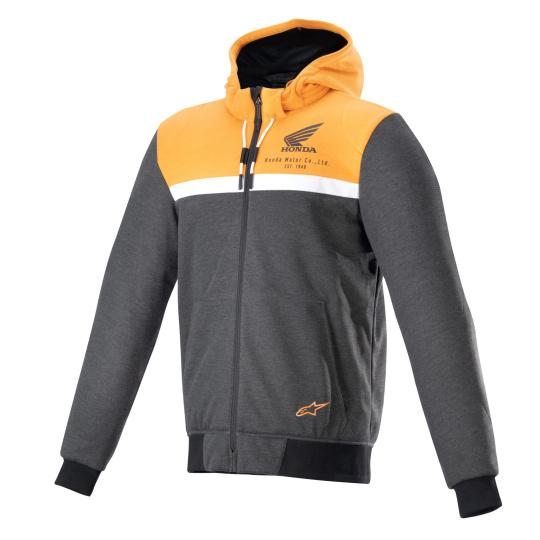 bunda CHROME STREET HOODIE HONDA kolekce, ALPINESTARS (černá/šedá/oranžová) 2024