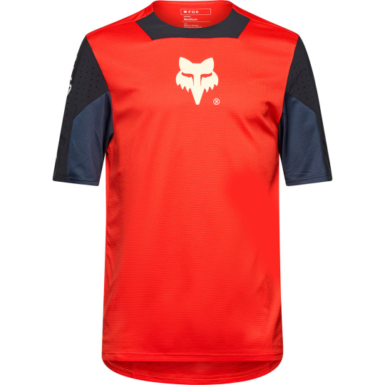 Dětský cyklo dres Fox Yth Defend Ss Jersey Elevated  Fluorescent Red