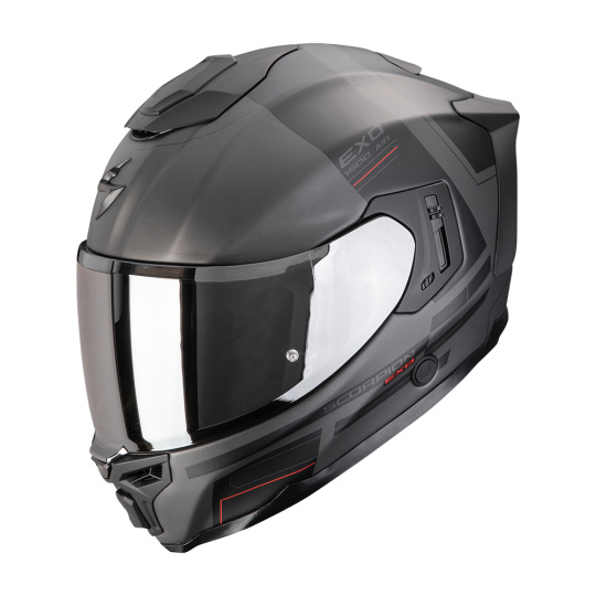 Moto přilba SCORPION EXO-1500 AIR DUAL matná střibrno/černo/červená