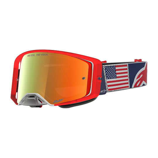 brýle SUPERTECH limitované edice FIFTYFOLD, ALPINESTARS (modrá/červená/bílá, zrcadlové červené plexi) 2026