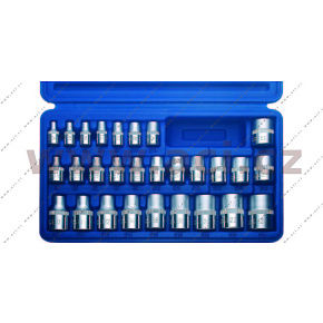 sada nástavců 1/4", 3/8", 1/2" (E-Profil, vnitřní "hvězdička"), 28 ks sada nástavců 1/4", 3/8", 1/2" (E-Profil, vnitřní "hvězdička"), 28 ks