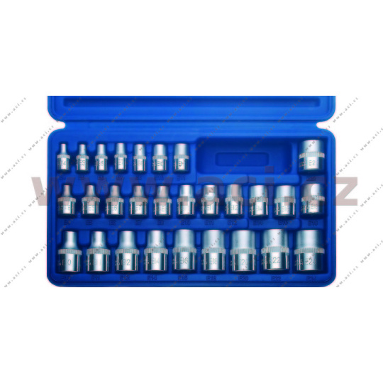 sada nástavců 1/4", 3/8", 1/2" (E-Profil, vnitřní "hvězdička"), 28 ks