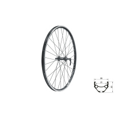 KELLYS Zapletené kolo přední KLS DRAFT V-brake F, 26", black KELLYS Zapletené kolo přední KLS DRAFT V-brake F, 26", black