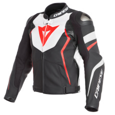 Moto bunda DAINESE AVRO 4 LEATHER matná černo/bílo/fluo červená Moto bunda DAINESE AVRO 4 LEATHER matná černo/bílo/fluo červená