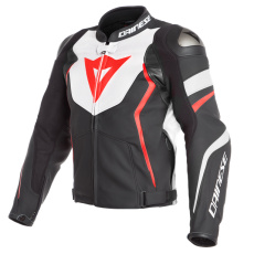 Moto bunda DAINESE AVRO 4 LEATHER matná černo/bílo/fluo červená