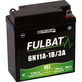 baterie 6V, 6N11A-1B/3A GEL, 11Ah, 90A, bezúdržbová GEL technologie 121x58x130 FULBAT (aktivovaná ve výrobě)