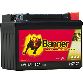 baterie AGM PLUS 12V, BGB4L-B, 4Ah, 50A, BANNER Bike Bull AGM PLUS 120x70x91 baterie AGM PLUS 12V, BGB4L-B, 4Ah, 50A, BANNER Bike Bull AGM PLUS 120x70x91
